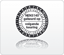 Keuringsstickers NEN3140 gekeurd op - volgende keuring zwart-wit button