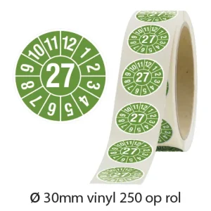 Keuringsstickers IMO groen 2027 op rol ร30 mm - Maritieme veiligheidsstickers