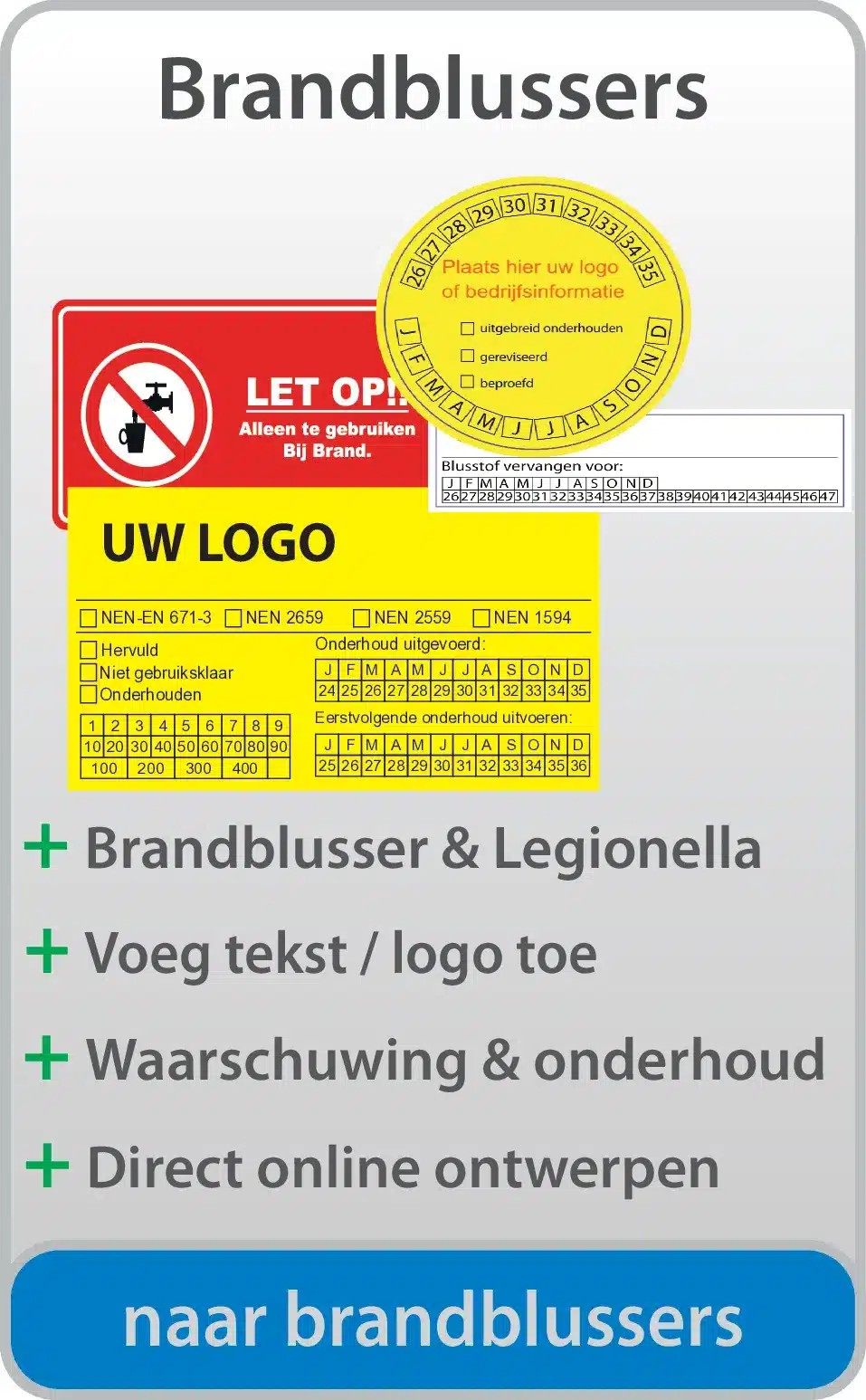 Button voor brandblusser sjablonen en brandveiligheid stickers zelf online ontwerpen
