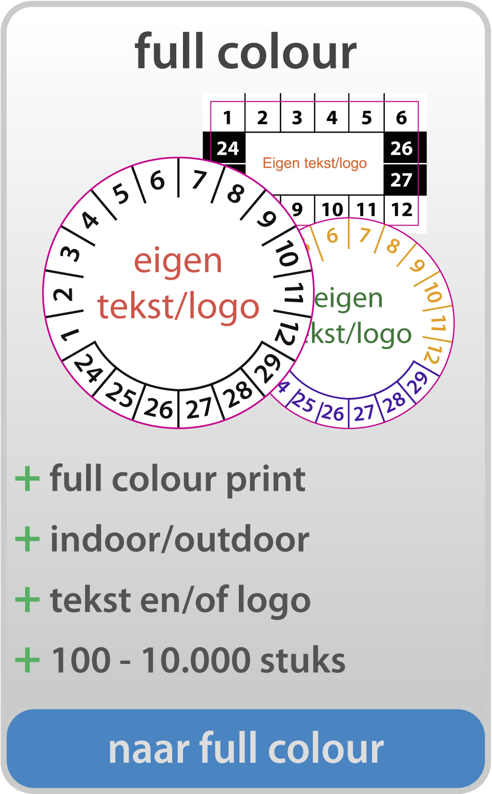 Voor het online ontwerpen van je eigen full colour keuringsstickers